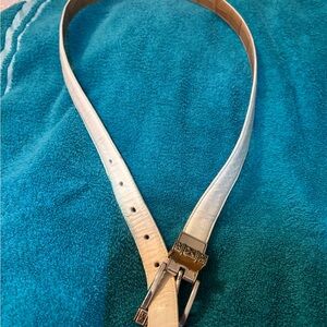 BRIGHTON Elegant Off White / Cream Belt with Silver & Gold Buckle